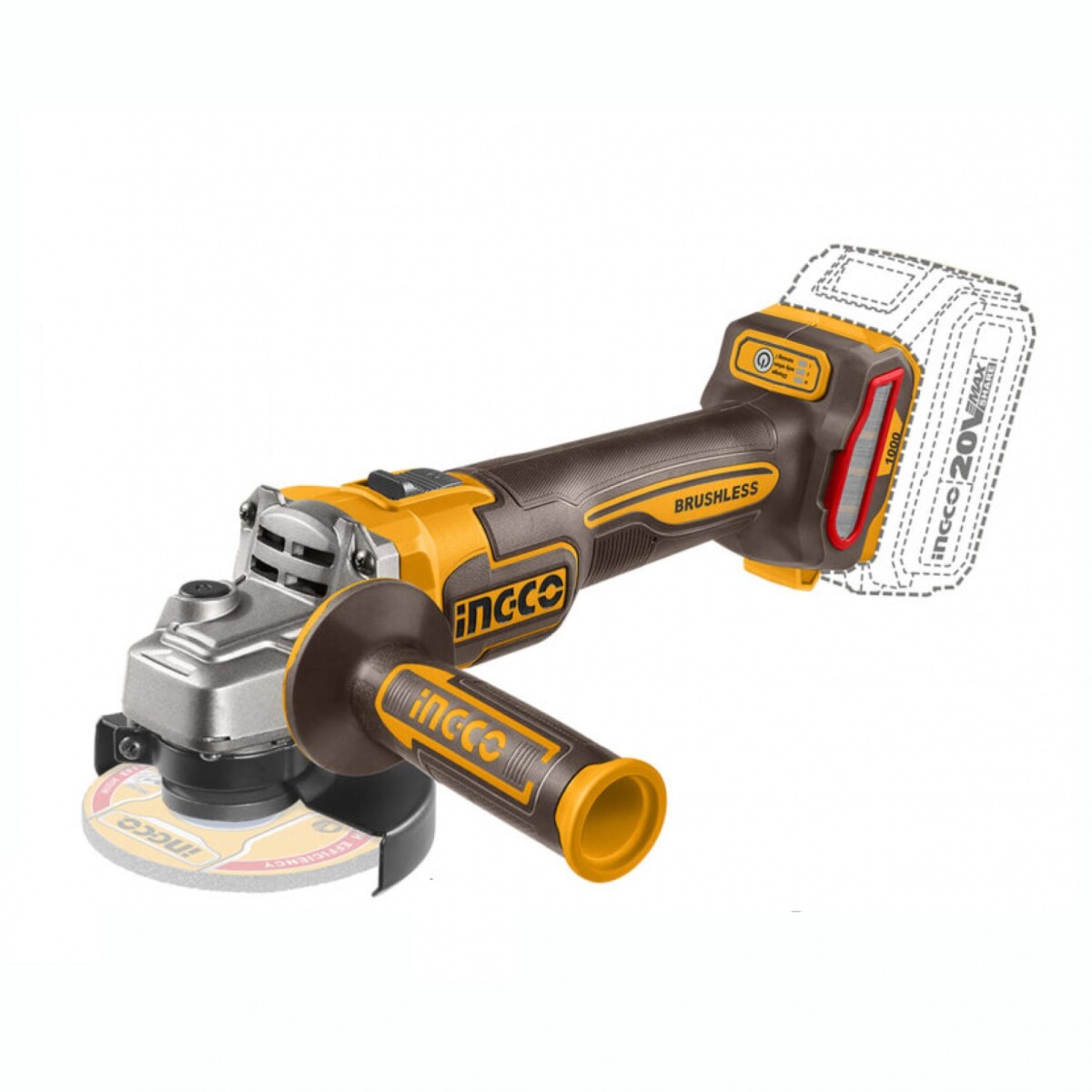 Amoladora A Batería INGCO CAGLI27153 Brushless 4 1/2' 115M 