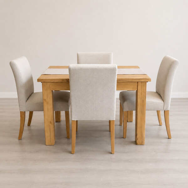Juego de Comedor Rústico con 4 sillas de vestir bajas Juego de Comedor Rústico con 4 sillas de vestir bajas