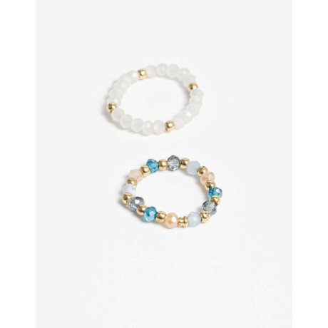 Set De Anillos Con Beads Dorado