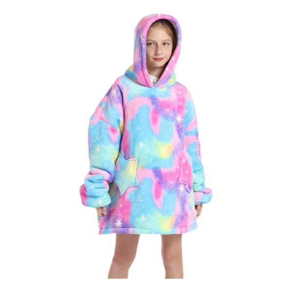 Manta Buzo Canguro Polar Con Capucha Corderito Infantil Color Variante Arcoiris