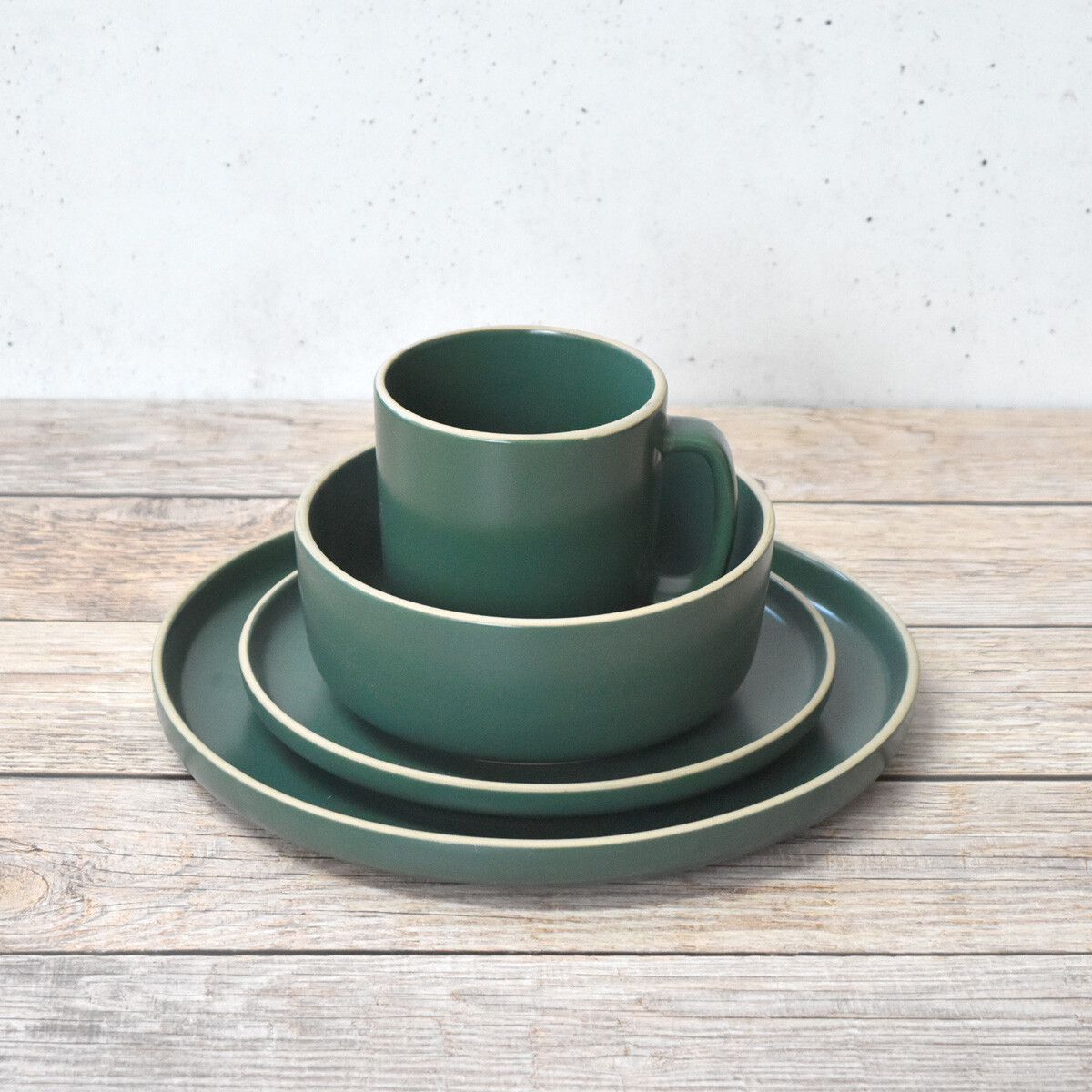 Juego de vajilla de cerámica 16 piezas color verde 