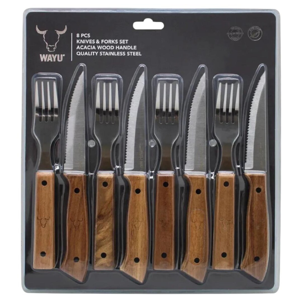 Juego De Cubiertos Para Asado 8 Pcs Wayu 
