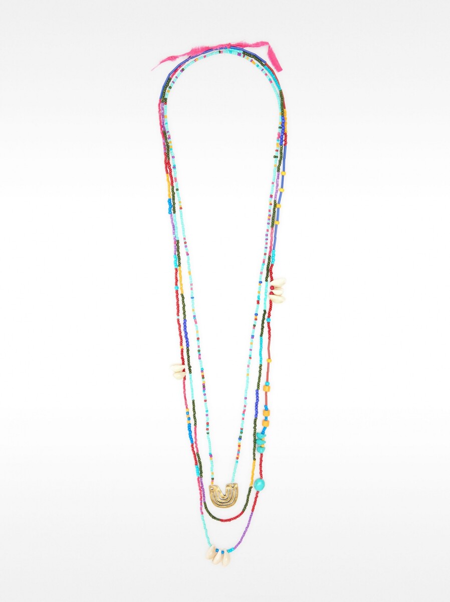 Set De Collares Con Cuentas Multicolor Y Colgante - multicolor 