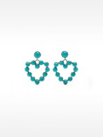 Pendientes De Corazón Con Piedras azul