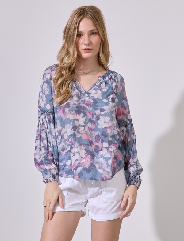 Blusa Flores AZUL/MULTI