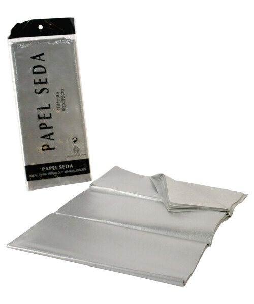 PAPEL SEDA 50x66 cm PAQUETE X 10 PLATA