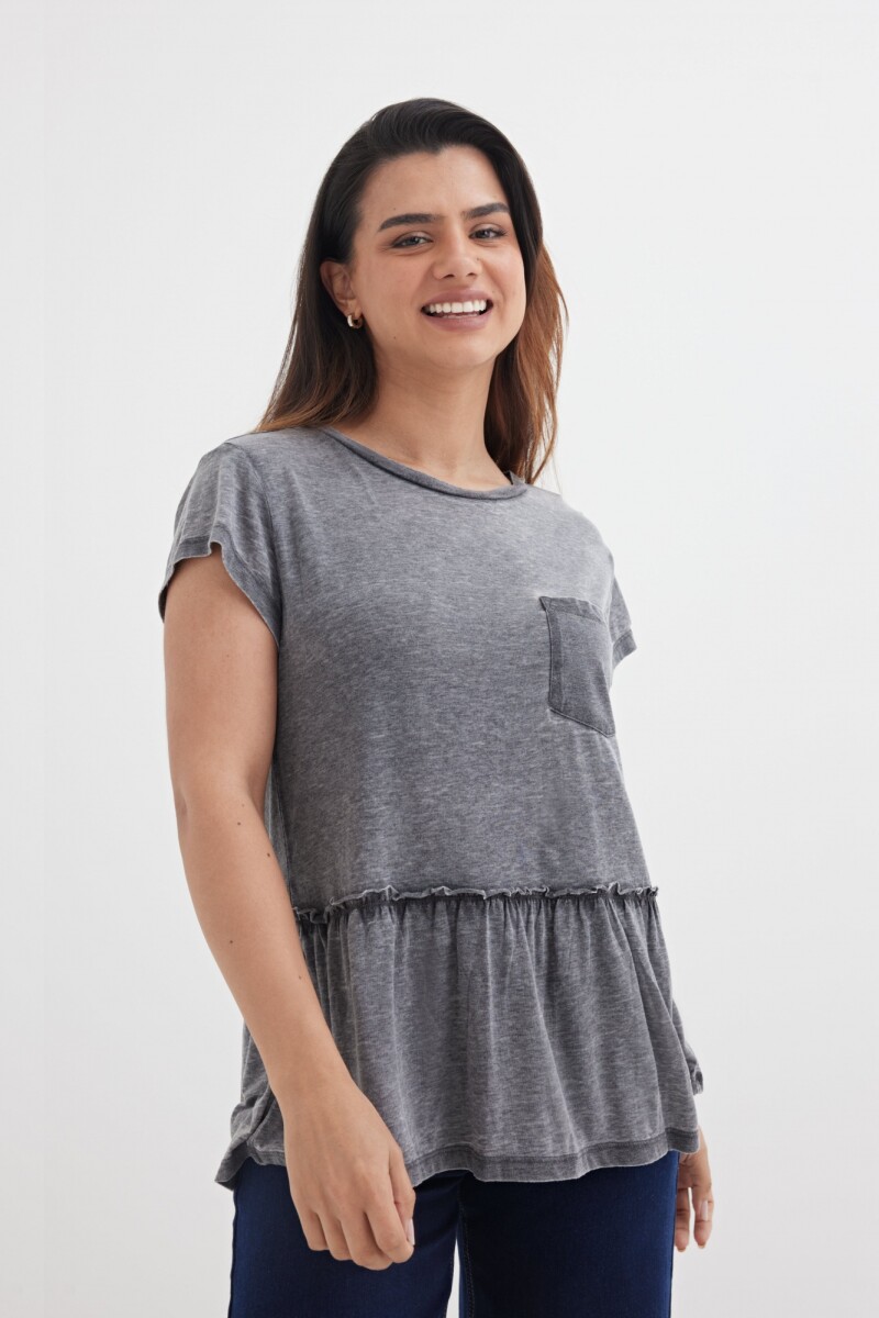 Remera peplum - Gris 