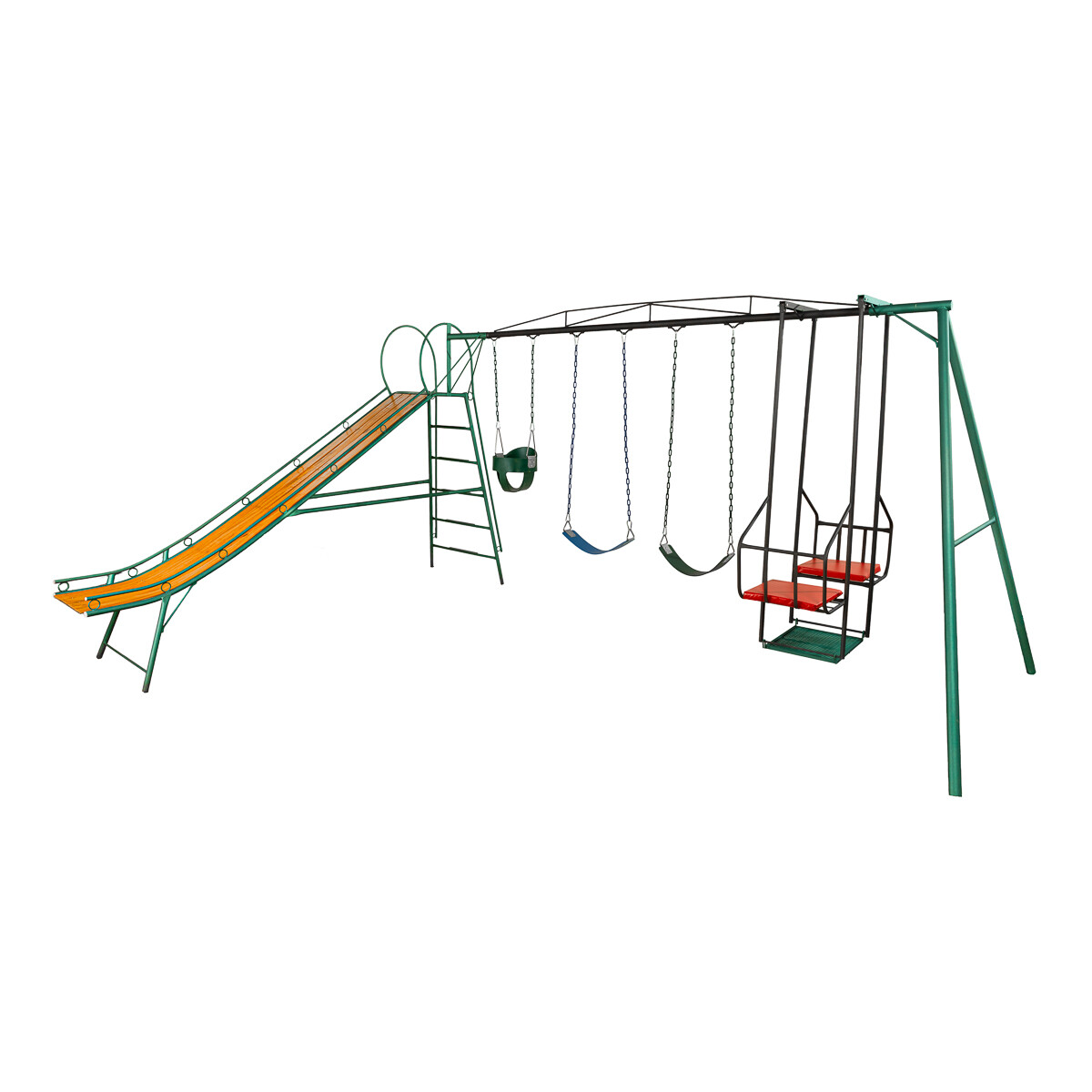 Juego Combinado Infantil con tobogán N°5. Silla doble, 2 hamacas de cincha y 1 hamaca de bebé 