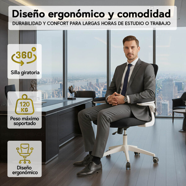 Silla de escritorio Oficina Sillon Ejecutiva Ergonomica Apoyabrazos Regulables IMBACK Color Negro Silla de escritorio Oficina Sillon Ejecutiva Ergonomica Apoyabrazos Regulables IMBACK Color Negro