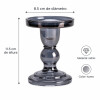 Candelabro Portavelas de Vidrio Color Humo 11,5 cm Candelabro Portavelas de Vidrio Color Humo 11,5 cm