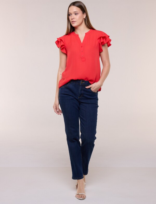 Blusa Manga Volados ROJO