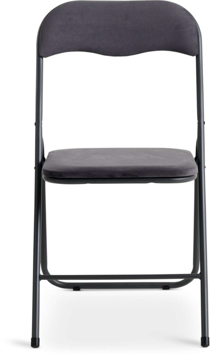 Silla Plegable Viuf Terciopelo - Gris/Acero Negro 