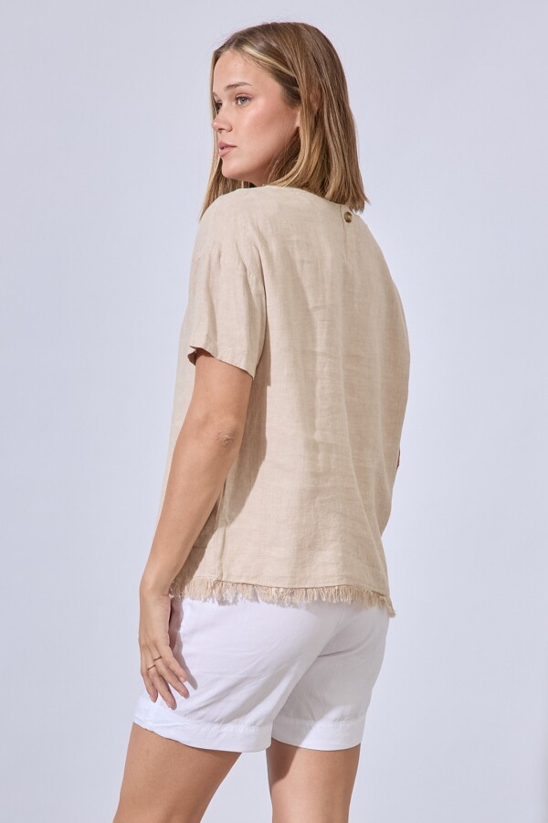 Blusa Lino Flecos BEIGE