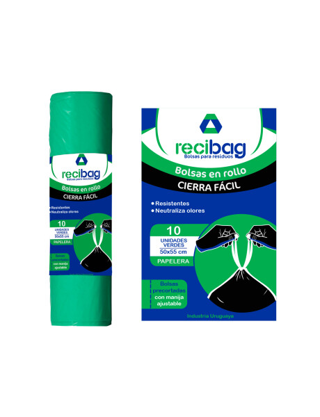 BOLSAS EN ROLLO CIERRA FÁCIL VERDES, 10 UNIDADES BOLSAS EN ROLLO CIERRA FÁCIL VERDES, 10 UNIDADES