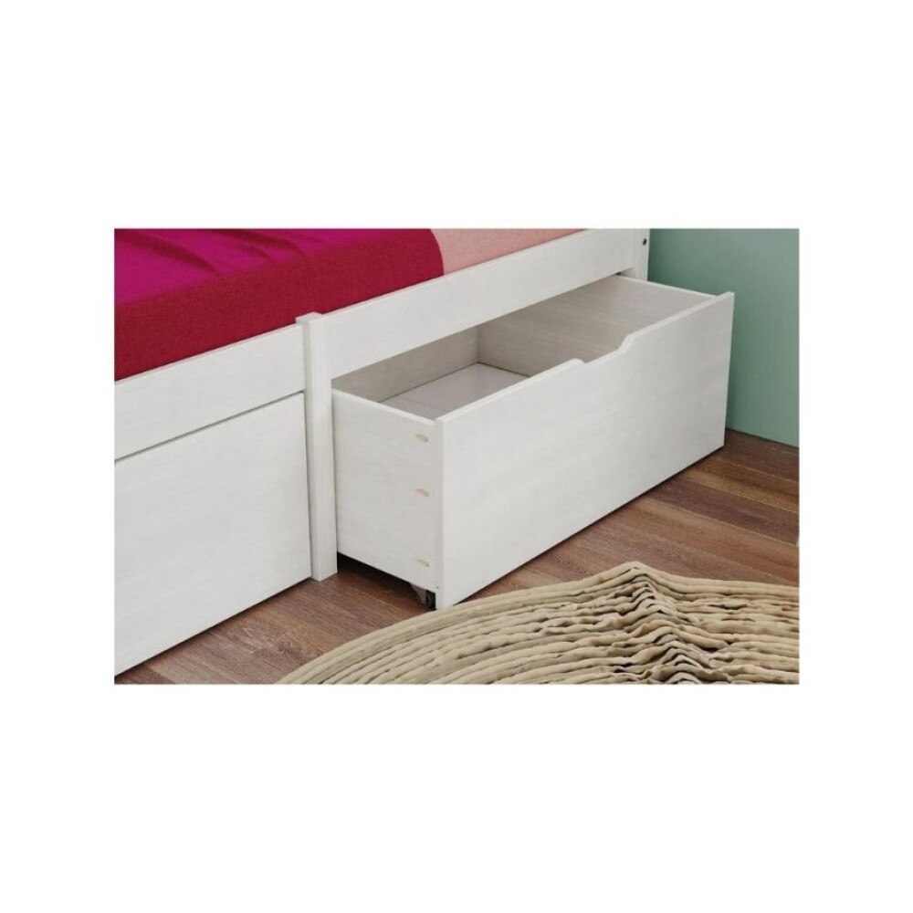 Cama Madera Maciza Con Cajones - 1 plaza - Linea beauty Blanco