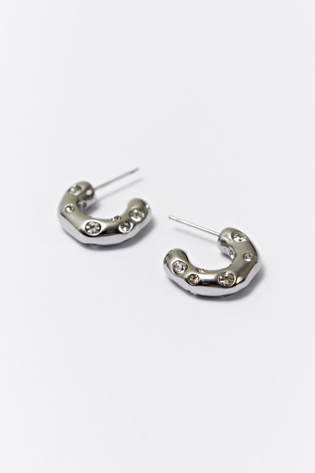 Aros acero con strasses plateado