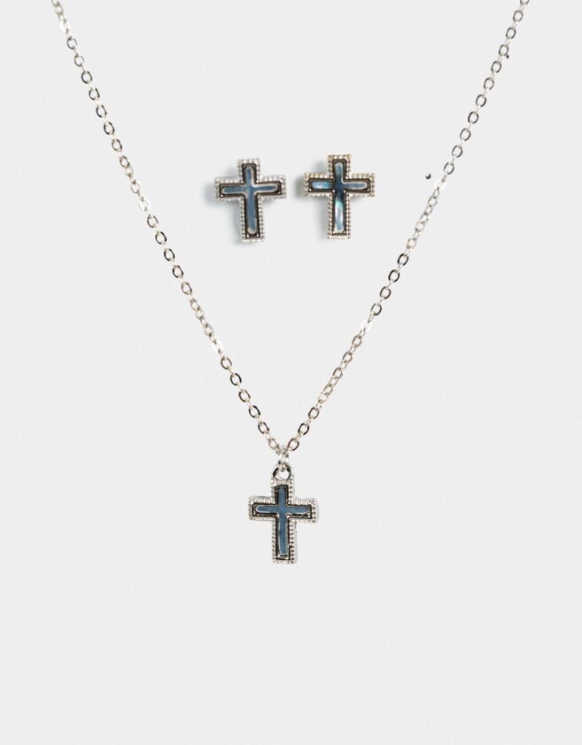 Bijouterie Set Religioso Bijouterie Set Con Cruz - Plateado