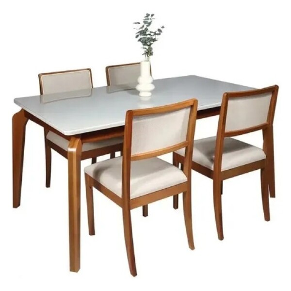 Mesa Comedor ComboHome Petra Premium 160x90 Cm Madera Vidrio Marrón 1