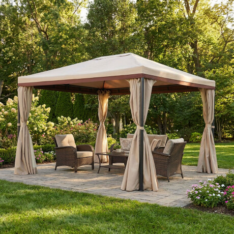 GAZEBO ACERO-Y-POLIESTER NATURAL-BEIGE ANTARES