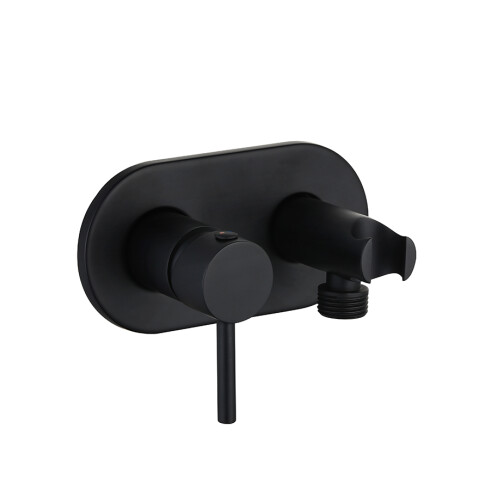 Mezclador Para Ducha Higienica De Empotrar Redondo Con Soporte Aqualia Salida Para Agua Caliente Y Fria NEGRO