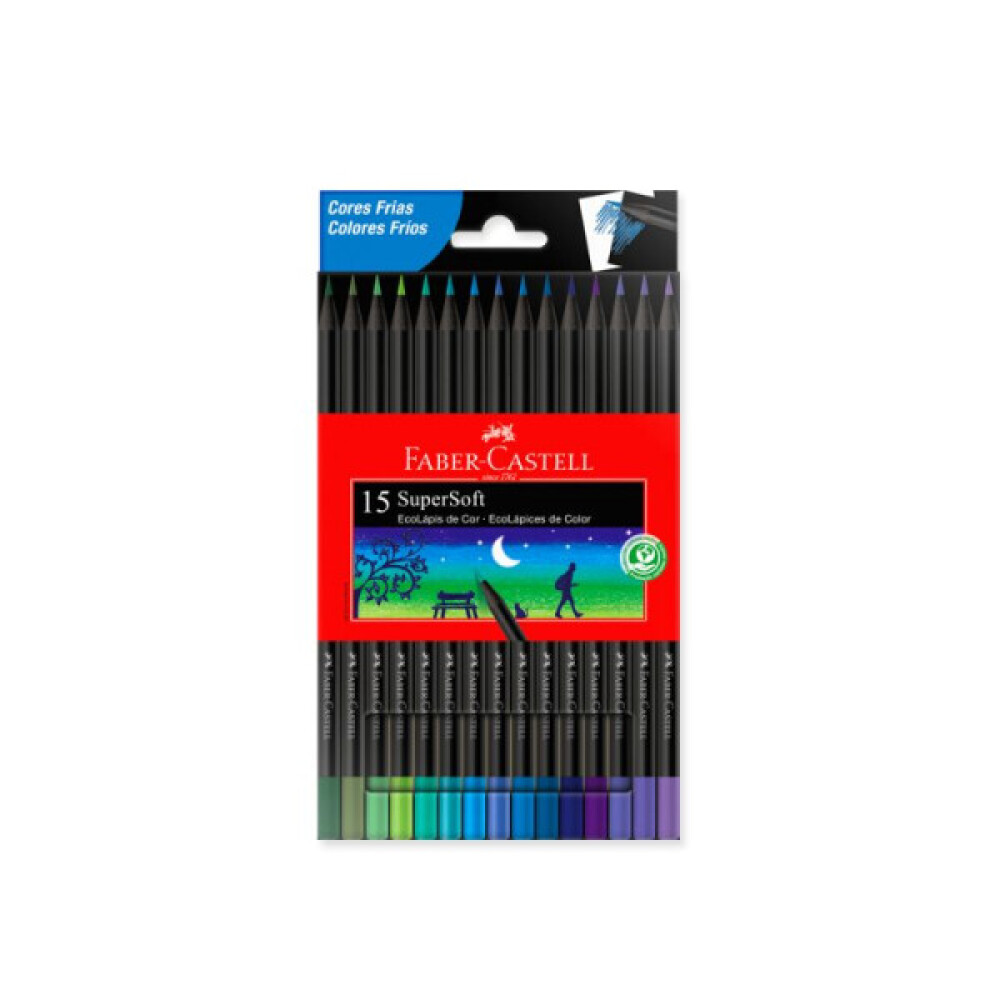 Lápices De Colores Faber-Castell x12 Supersoft Fríos #Lápices De Colores Faber-Castell x15 Supersoft Fríos