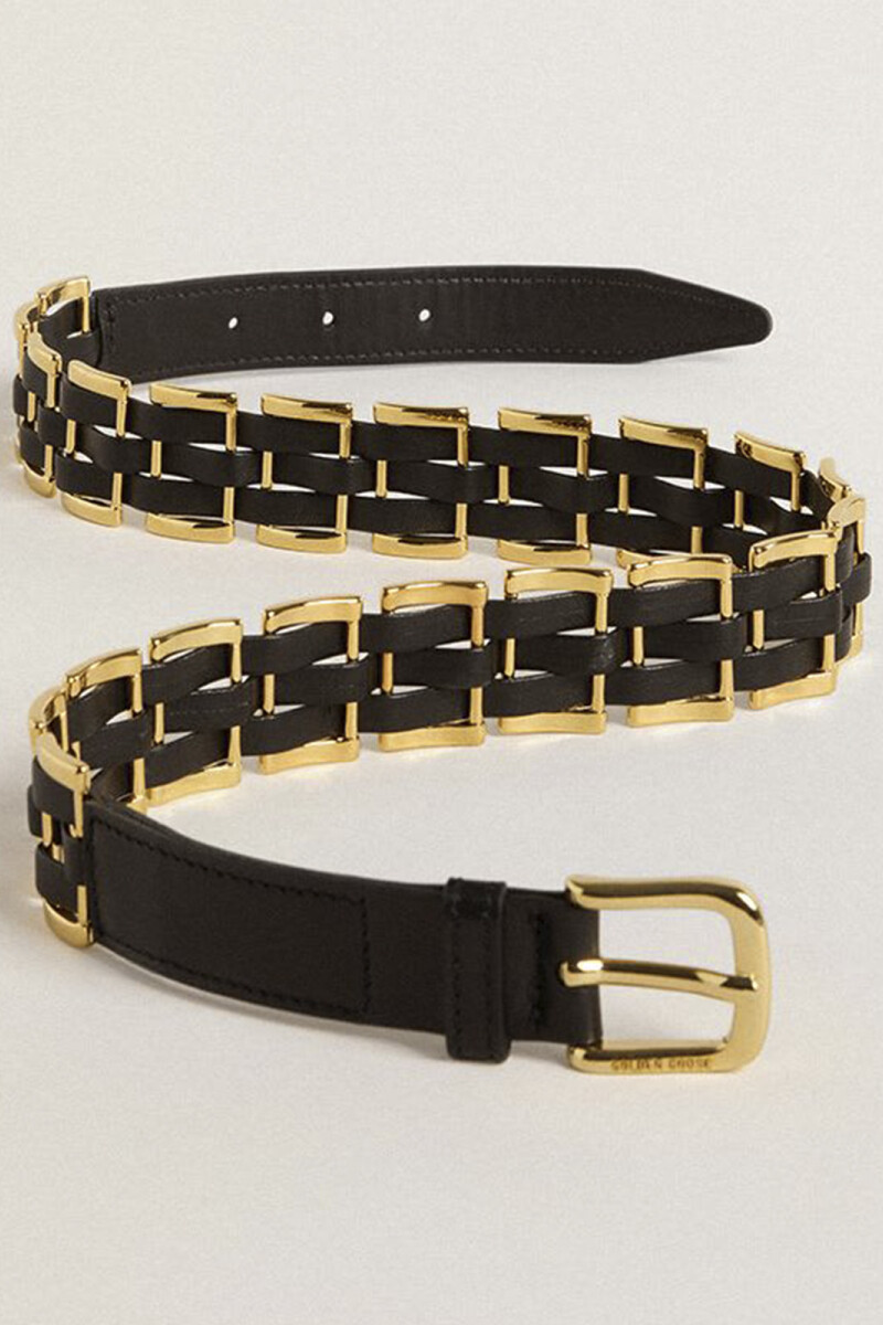 METALLIC WEAVE BELT Negro