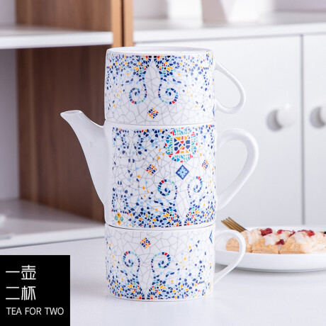 Juego De Té Mosaico Mosaico Gama Azul