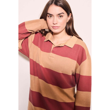 Sweater Polo Rayas Camel