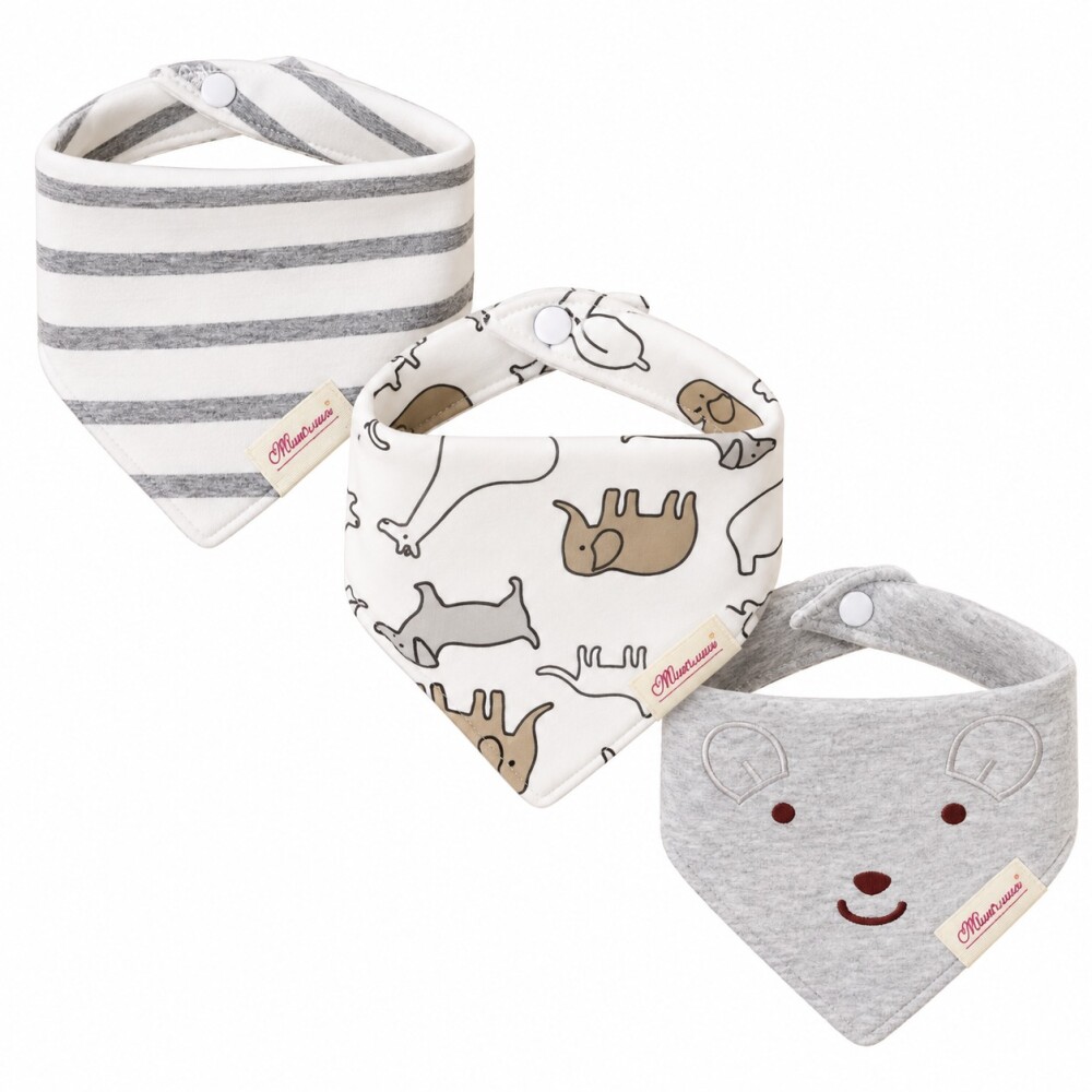Set baberos bandana x3 raton gris