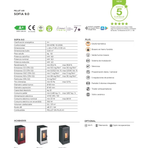 CALEFACTOR A PELLET 9 KW SOFIA - TERMOVANA + KIT DE CAÑOS DE PARED + ASPIRADORA DE REGALO - ORIGEN ITALIANO CALEFACTOR A PELLET 9 KW SOFIA - TERMOVANA + KIT DE CAÑOS DE PARED + ASPIRADORA DE REGALO - ORIGEN ITALIANO