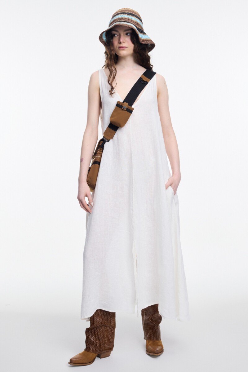 VESTIDO ESCOTE V Crudo