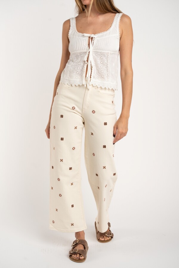 Jean Recto Bordado Off White