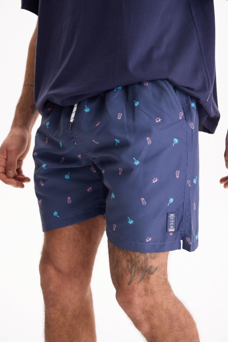 Short De Baño Piña Azul