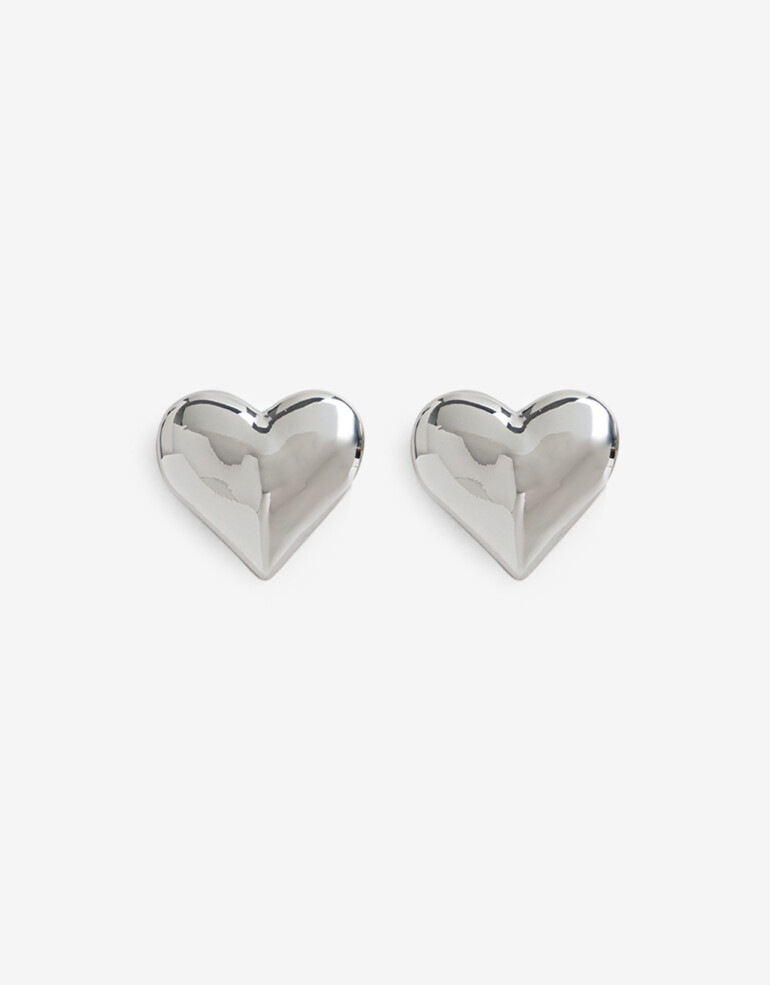 Aros Pasantes Metal Aros Pasantes Corazón - Plateado Rodio