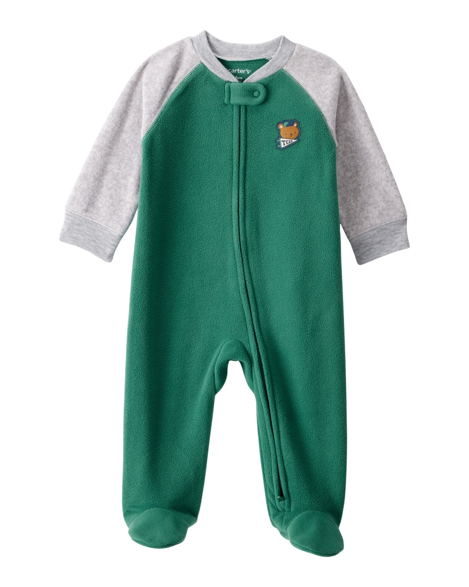 Pijama una pieza de micropolar, con pie, estampa oso Sin color