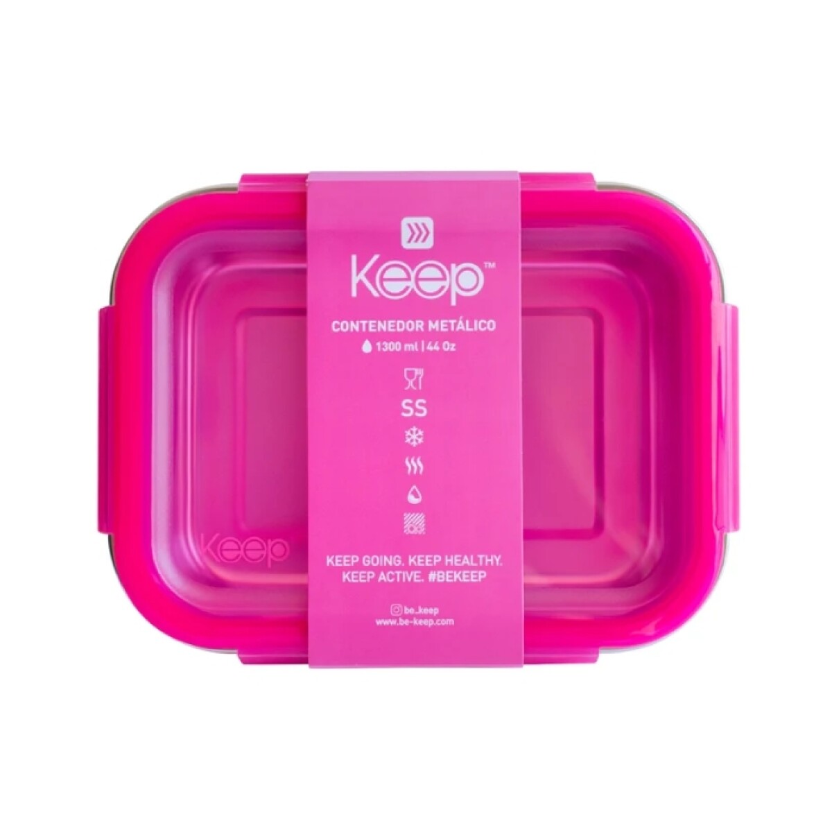 Vianda Metálico Para Microondas 1300 Ml - Rosa 