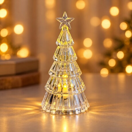 Árbol de Navidad Decorativo con Estrella y Luz LED Cálida 13cm x 7cm Árbol de Navidad Decorativo con Estrella y Luz LED Cálida 13cm x 7cm