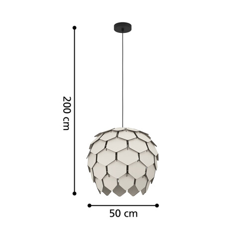 Lámpara colgante madera gris E27 Ø49,5cm MATTANZA EG4340