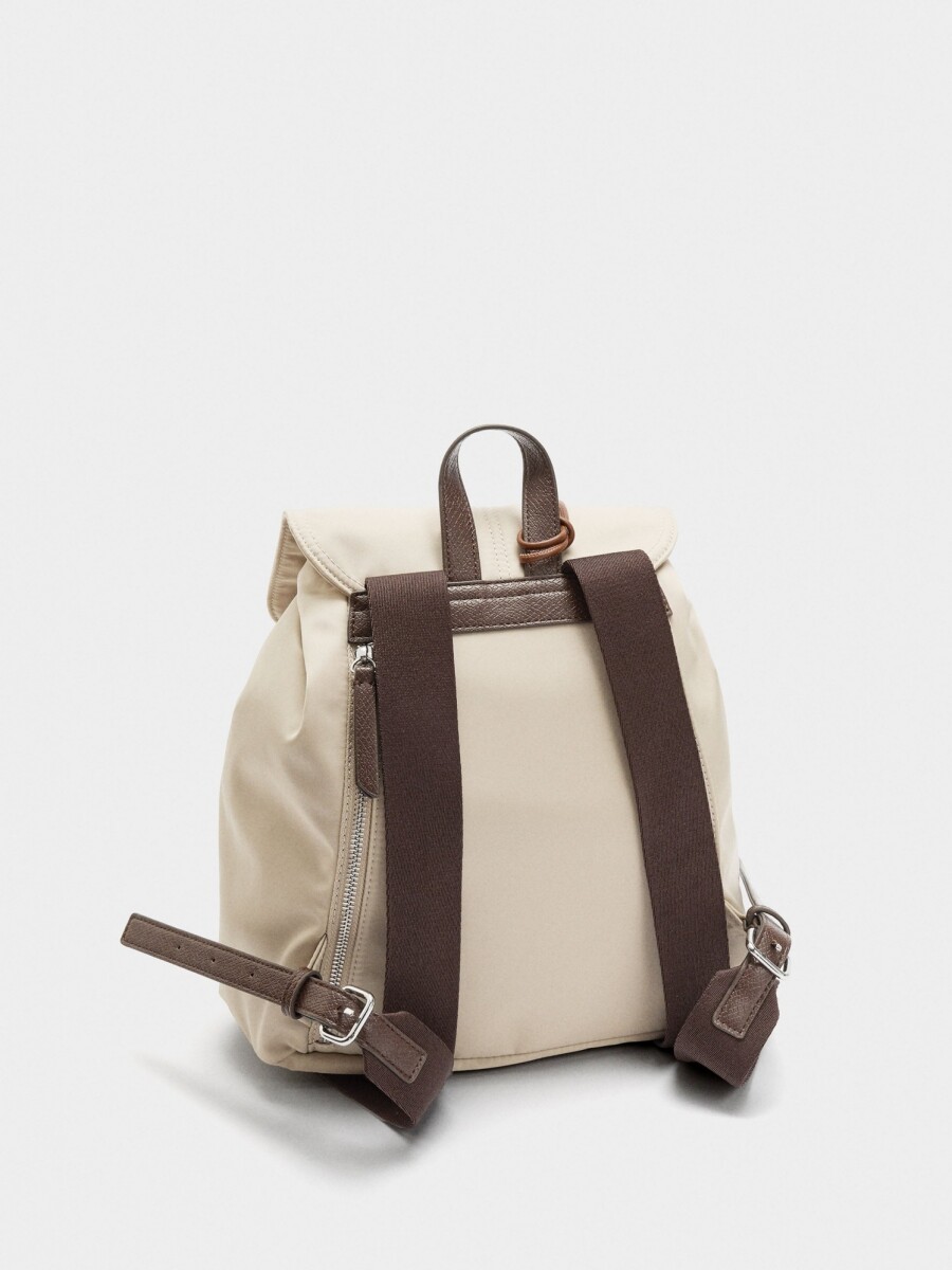 Mochila De Nylon Con Colgante taupe