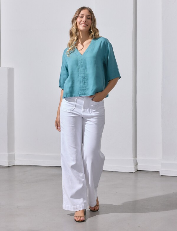 Blusa Lyocell CELESTE OSCURO