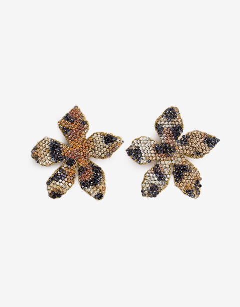 Aros Colgantes Cortos Color Aros Colgantes Flor Strass - Combinacion Multicolor