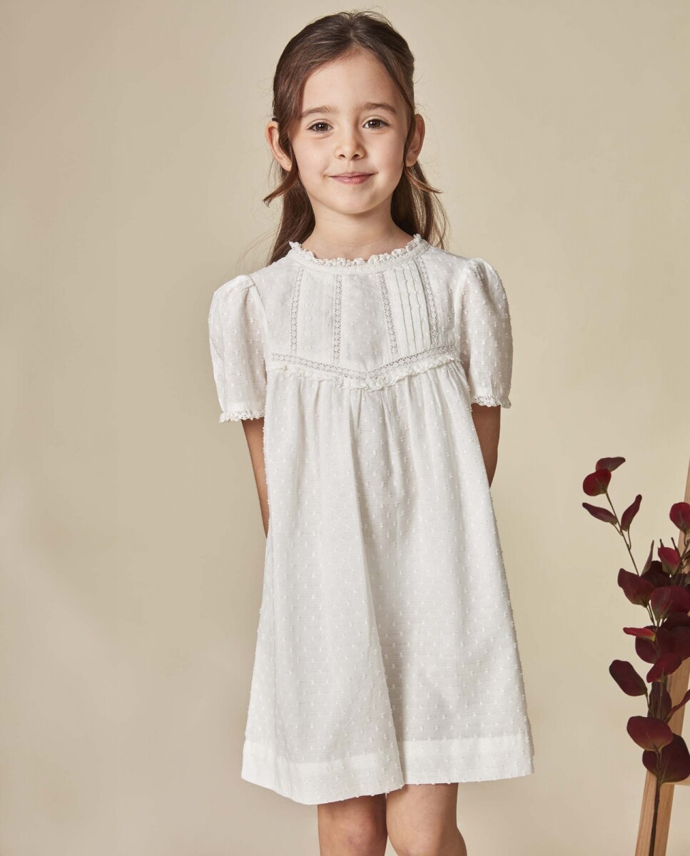 Vestido Con Tiras Bordadas - Piedra 