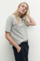 Media polera manga corta beige melange