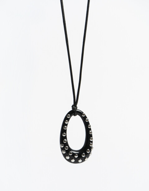 Collares Largos Acrilico Collar Largo Resina Tachas - Plateado Rodio
