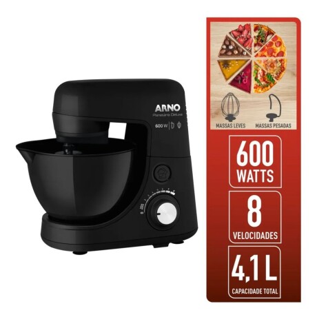 Batidora planetaria Arno Deluxe | 8 velocidades | Bowl de 4,1 Lts.| Color negro. Batidora planetaria Arno Deluxe | 8 velocidades | Bowl de 4,1 Lts.| Color negro.