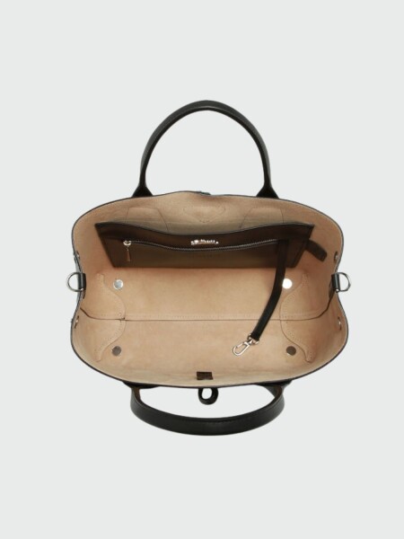 Longchamp -Cartera de cuero con gran capacidad, Roseau Negro