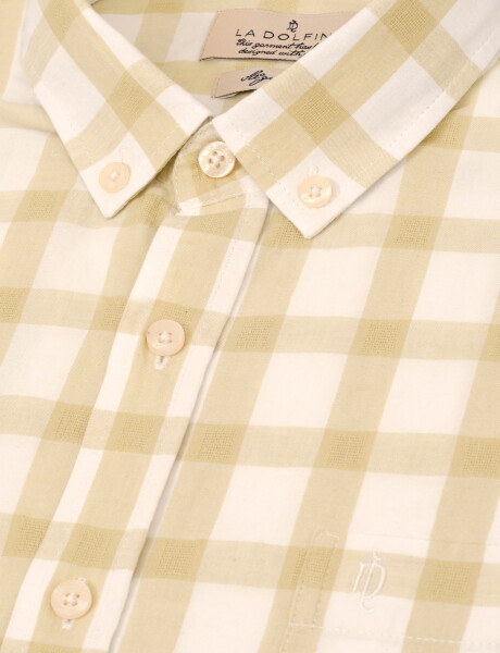 Camisa m/l lino cuadros Camisa m/l lino cuadros
