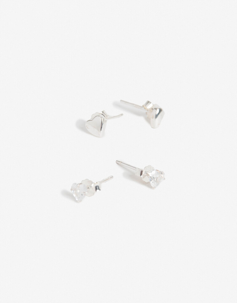 Aros Sets Strass Set De Aros Pasantes Plata 925 - Plateado