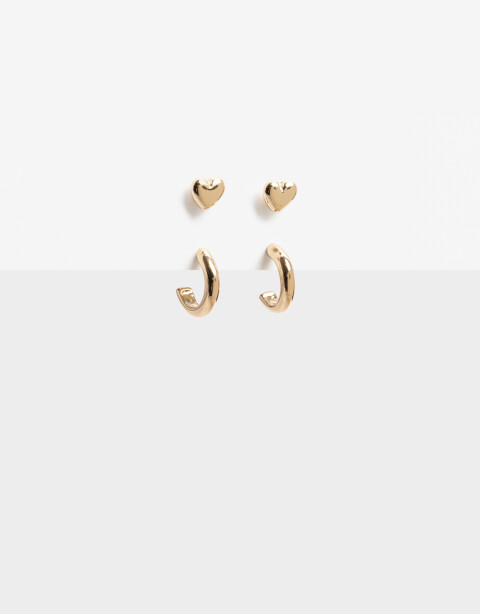 Aros Sets Con Dijes Aros Set Corazón - Dorado
