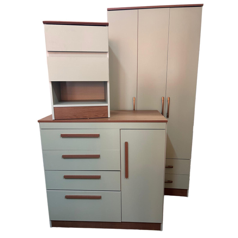 Combo PISTACHO Ropero + Cajonera + Mesa de Luz Combo PISTACHO Ropero + Cajonera + Mesa de Luz